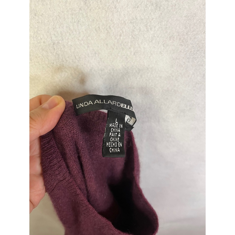 Linda Allard Ellen Tracy L 100% Cashmere Sweater Mock Neck Sleeveless Maroon - Picture 5 of 8